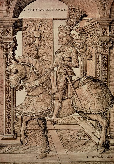 Emperor Maximilian I riding a horse by Hans Burgkmair
